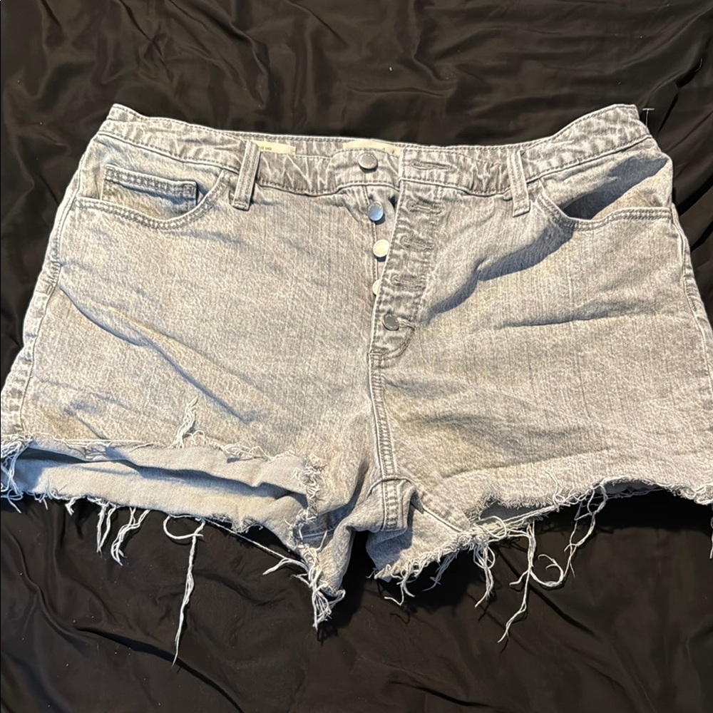 Gray Distressed Denim Shorts